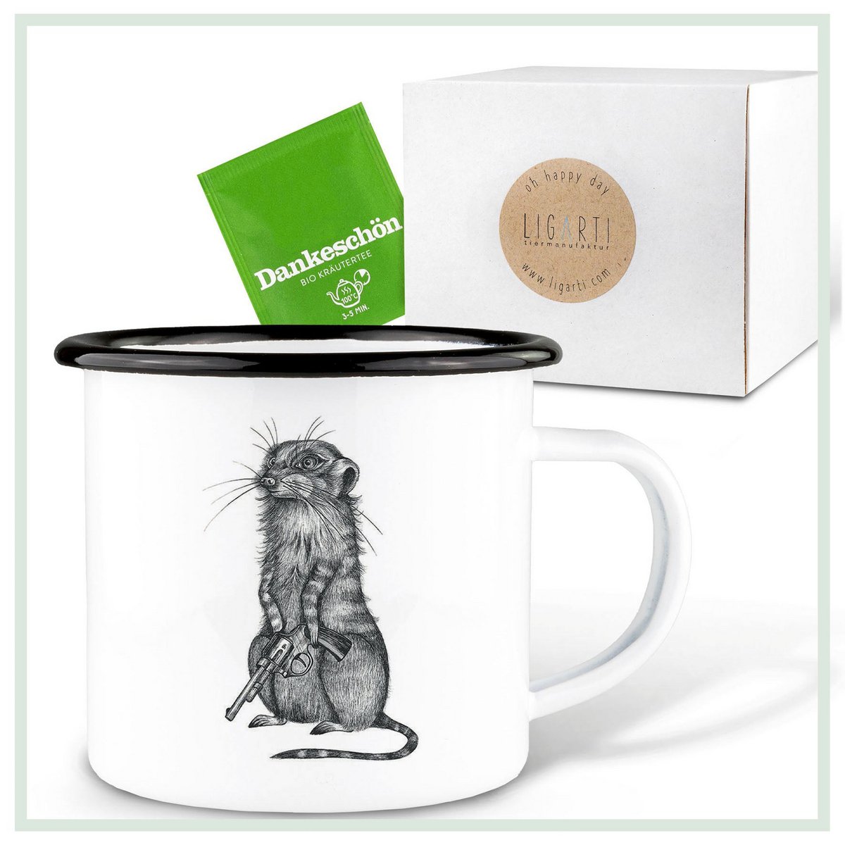 Mug en émail avec motif Johnny Pistol – Mug élégant et durable pour toutes les occasions