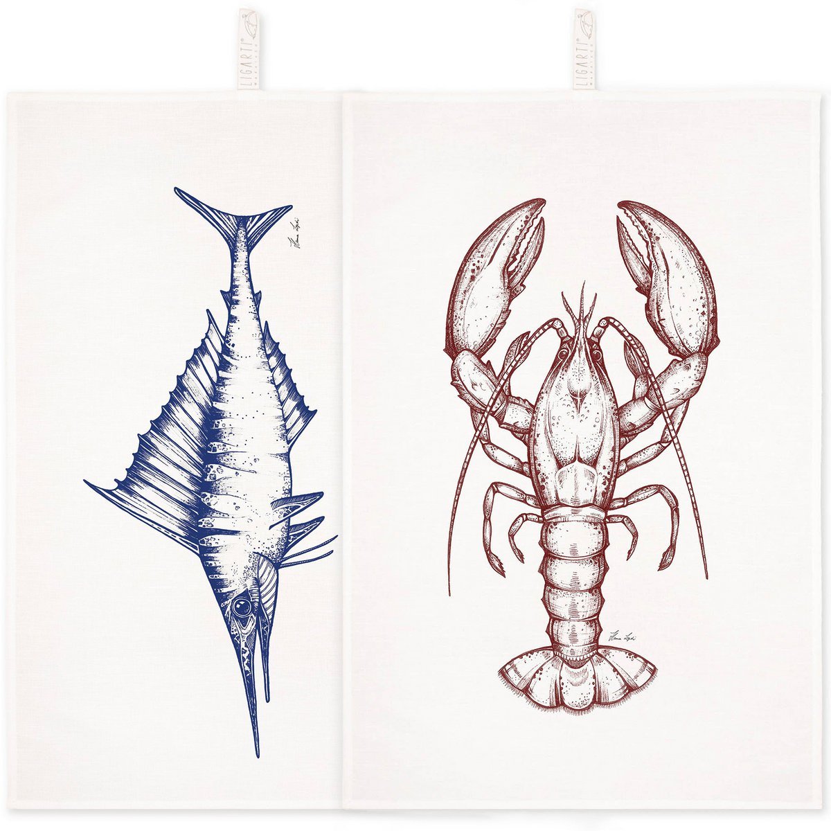 Set de torchons - Homard & Espadon