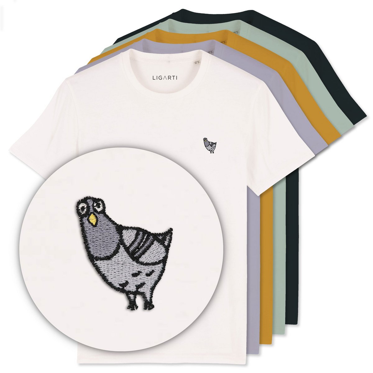 T-shirt brodé – Claude le Pigeon