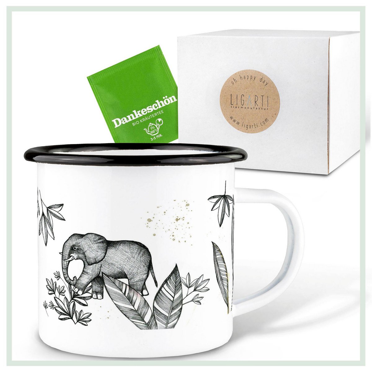 Tasse émaillée – éléphants
