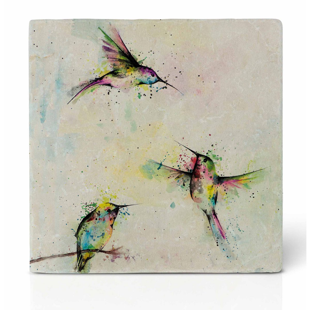 Dessous de verre en carrelage - 3 Colibris