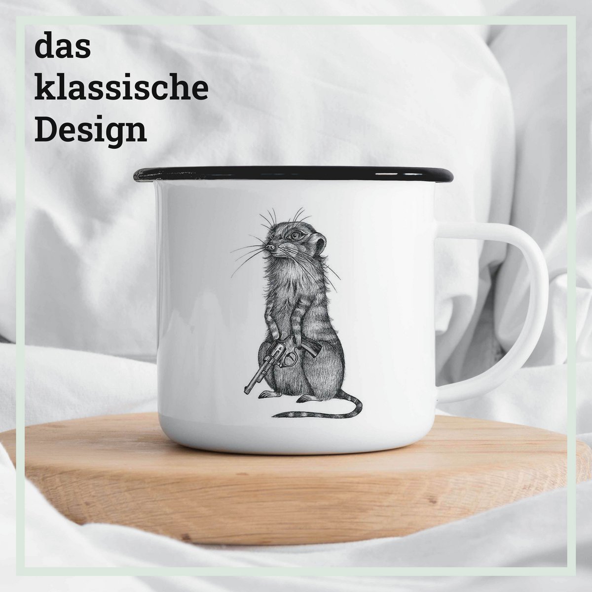 Mug en émail avec motif Johnny Pistol – Mug élégant et durable pour toutes les occasions