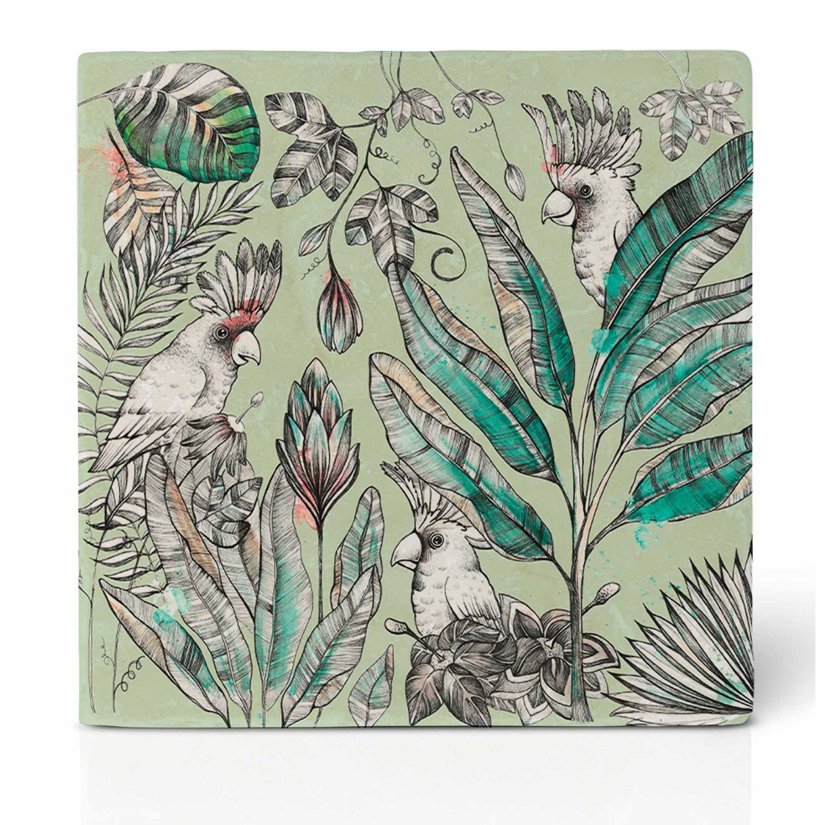 Sous-verres en carrelage - Cacatoès