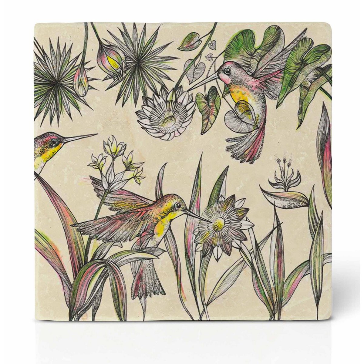 Dessous de verre en carrelage - Colibris