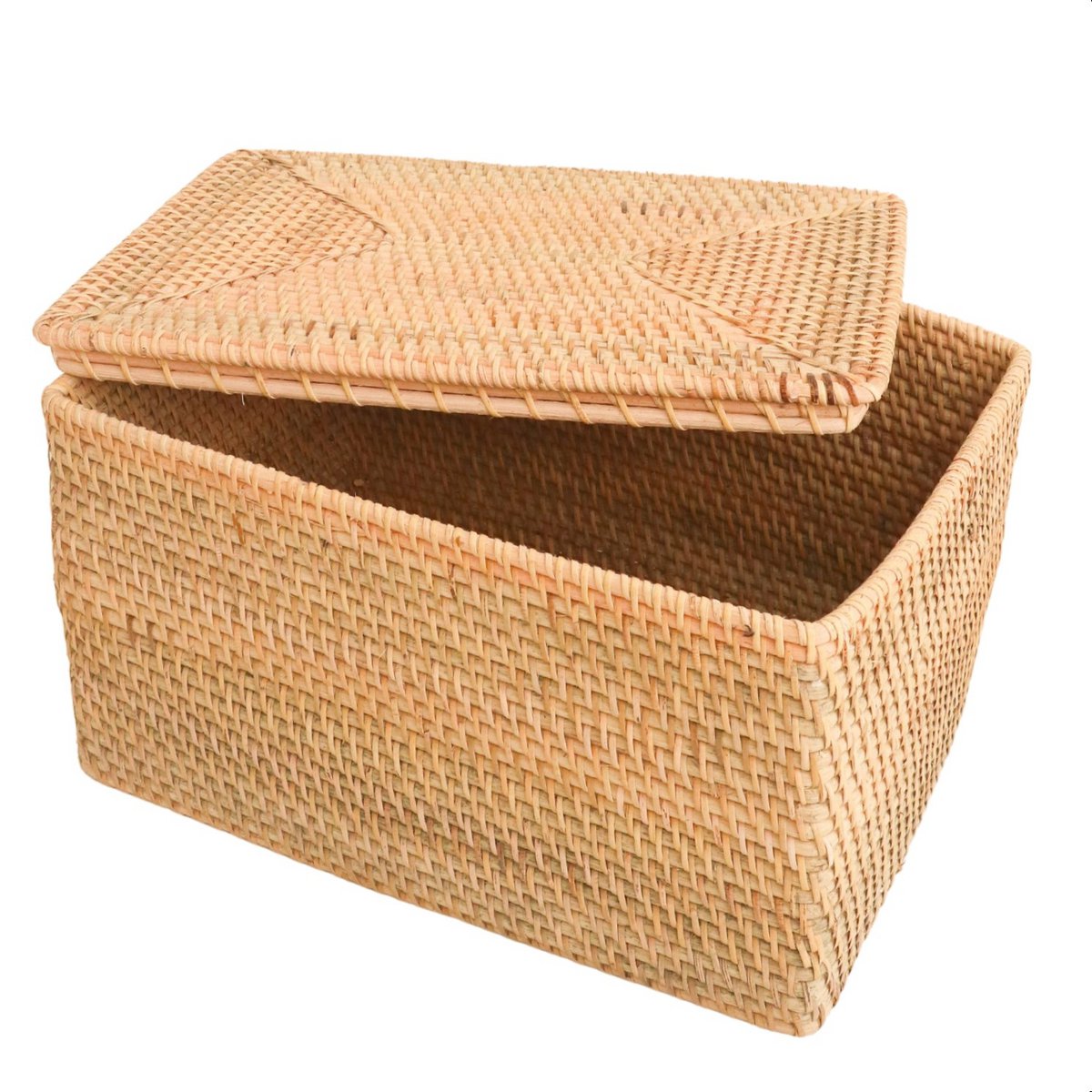 Handgeweven Opbergmand met Deksel van Beige Rotan – Graha (2 Maten) | Decoratieve Duurzame Opbergoplossing