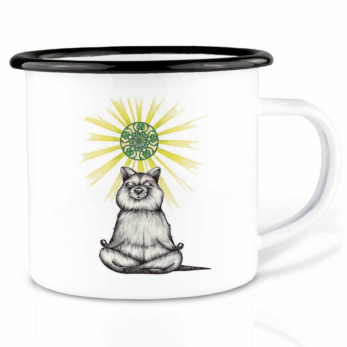Tasse en émail avec design Yogi Beer - Tasse unique faite à la main pour la maison et en déplacement