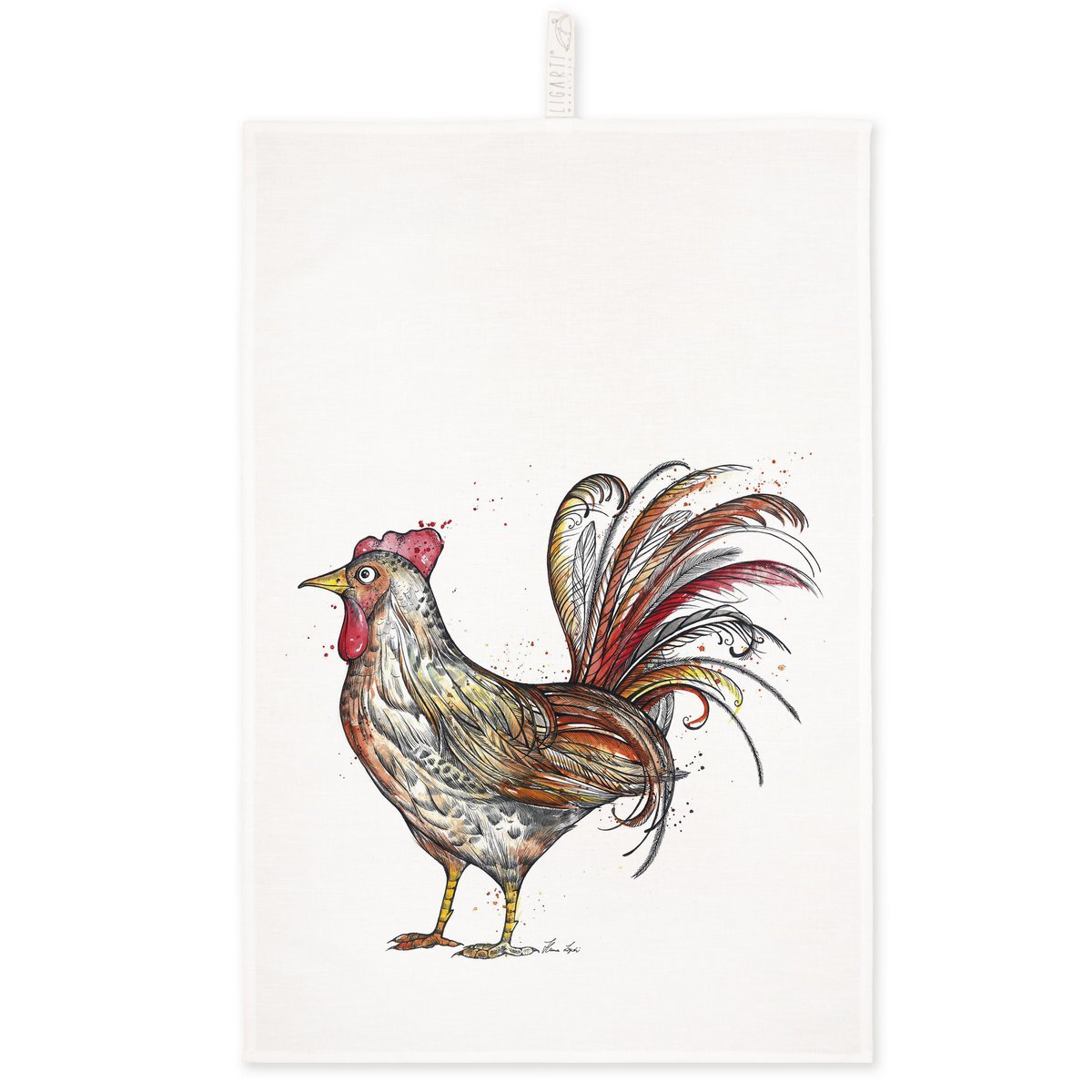 Torchon avec Hähnry le coq - Torchon de cuisine durable et élégant