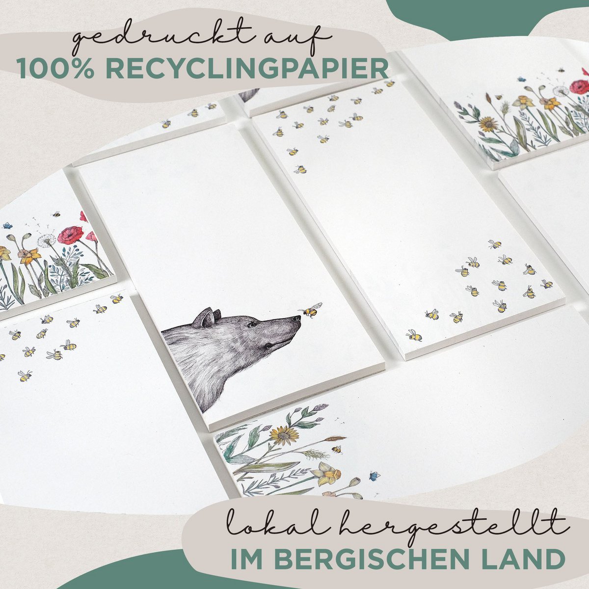 Bloc-notes – Trio Abeilles et Fleurs – Lot de 3