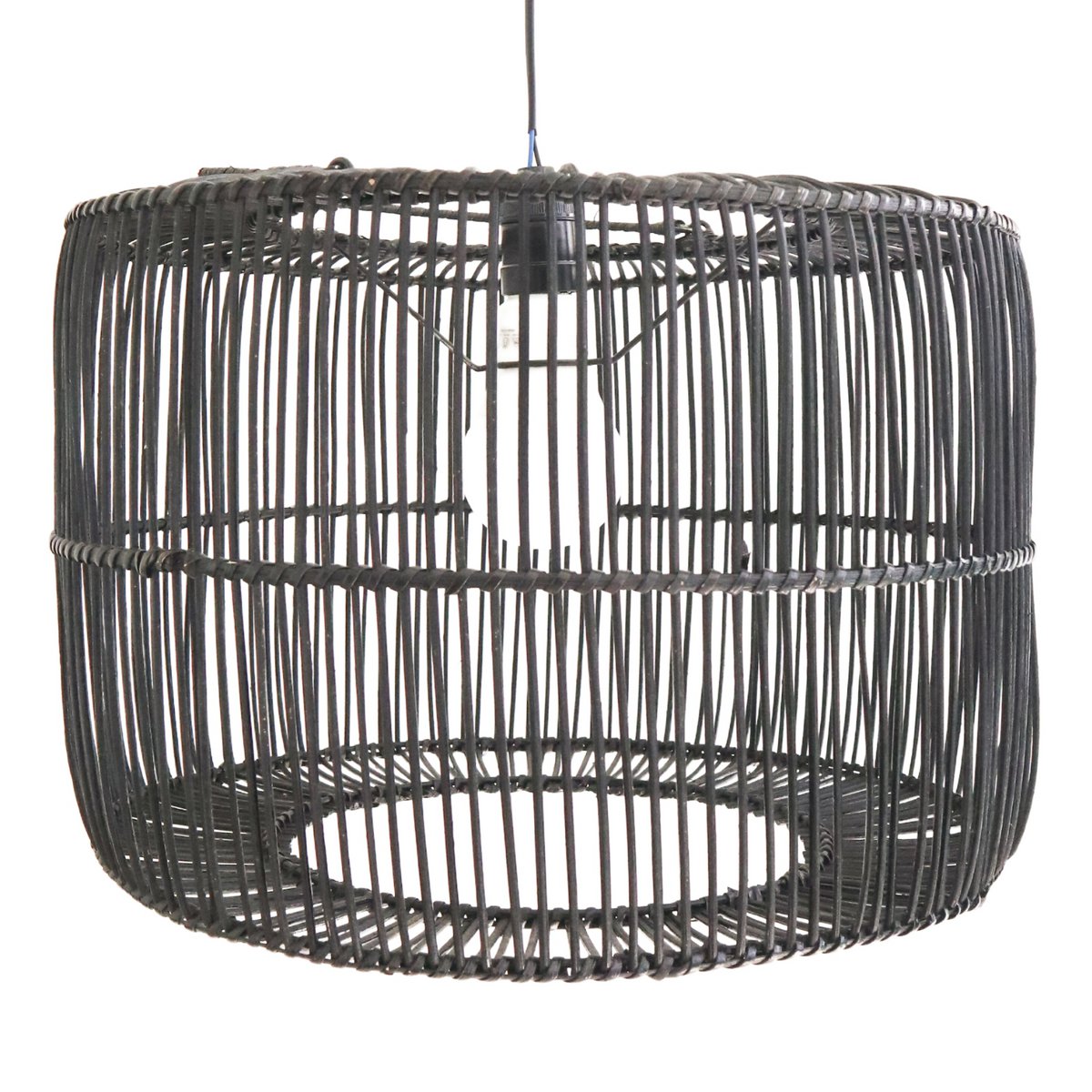 Handgefertigte schwarze Rattan-Hängelampe Liku – Nachhaltige Deckenlampe aus Naturfasern (2 Größen)