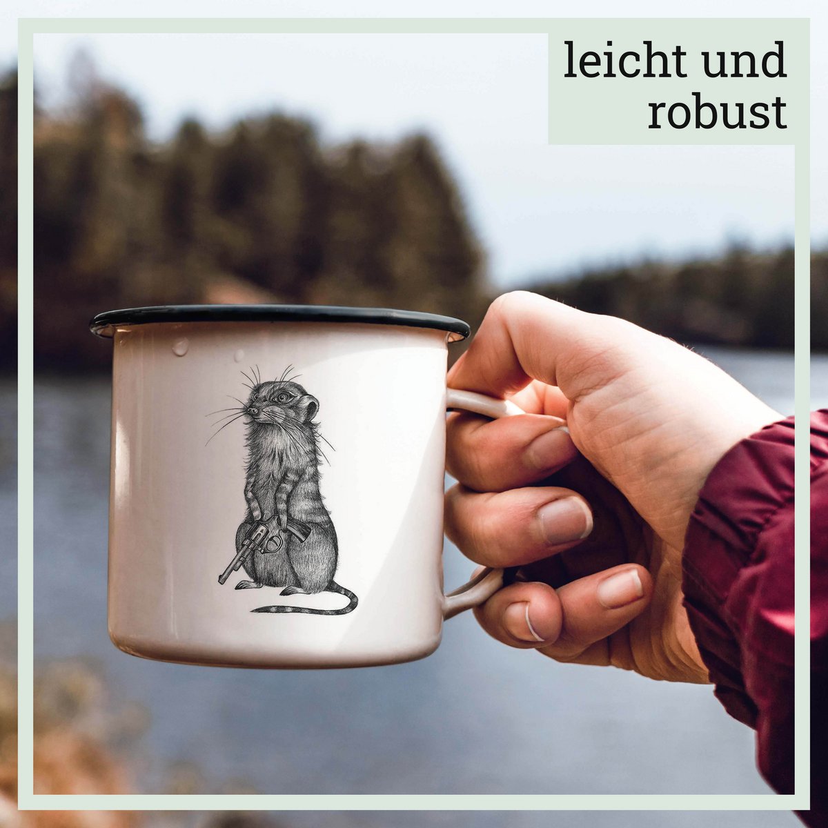 Mug en émail avec motif Johnny Pistol – Mug élégant et durable pour toutes les occasions