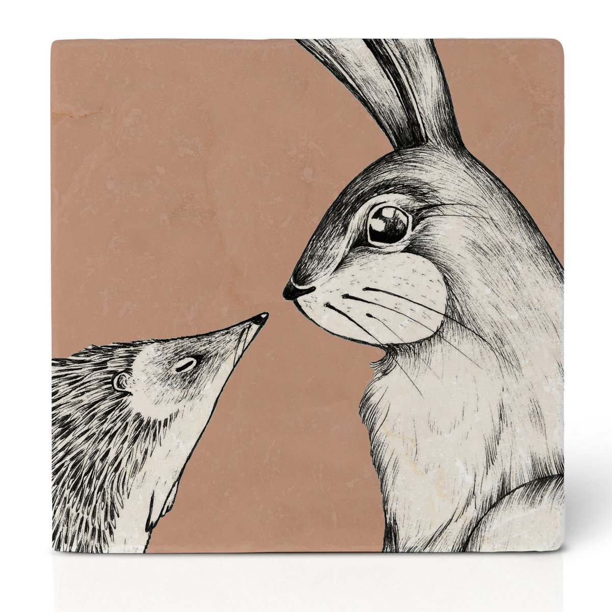 Sous-verres en carrelage - lapin et hérisson
