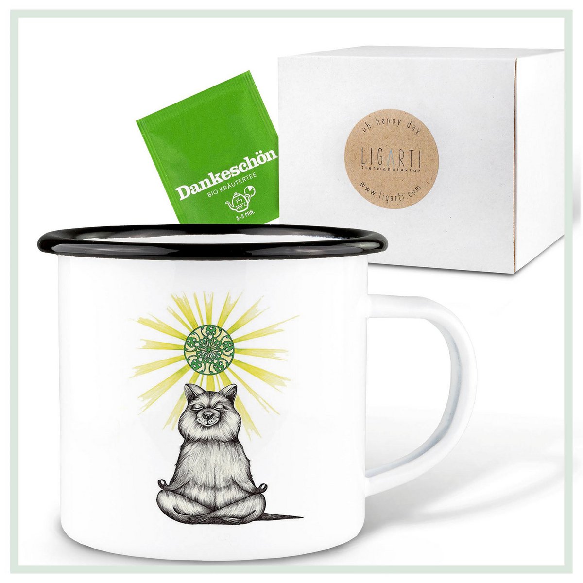 Tasse en émail avec design Yogi Beer - Tasse unique faite à la main pour la maison et en déplacement