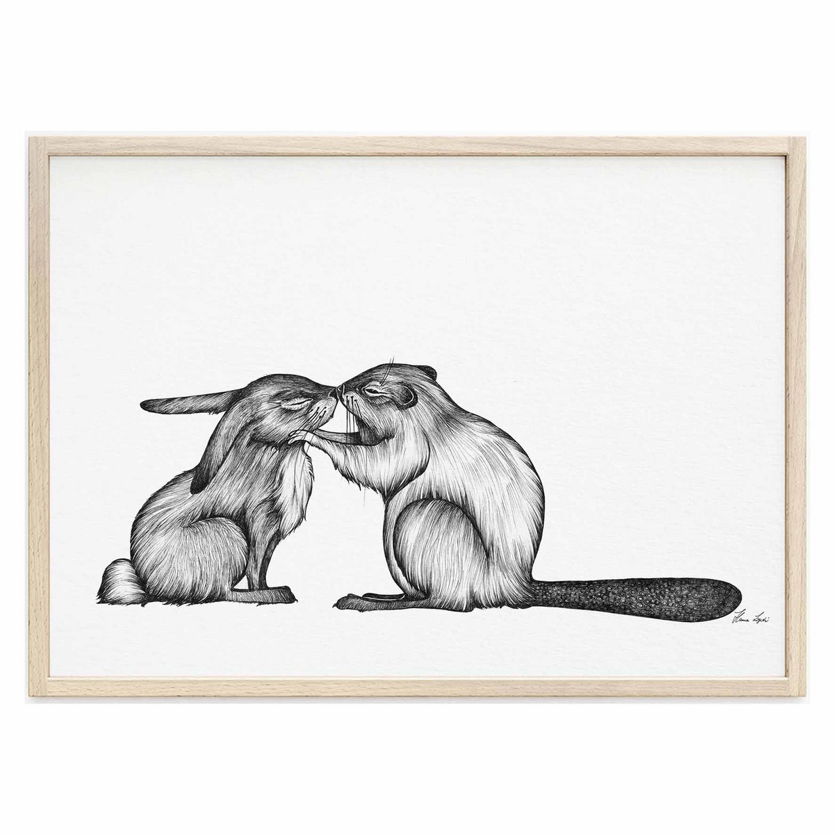 Kunstdruck - Kaninchen &amp; Biber