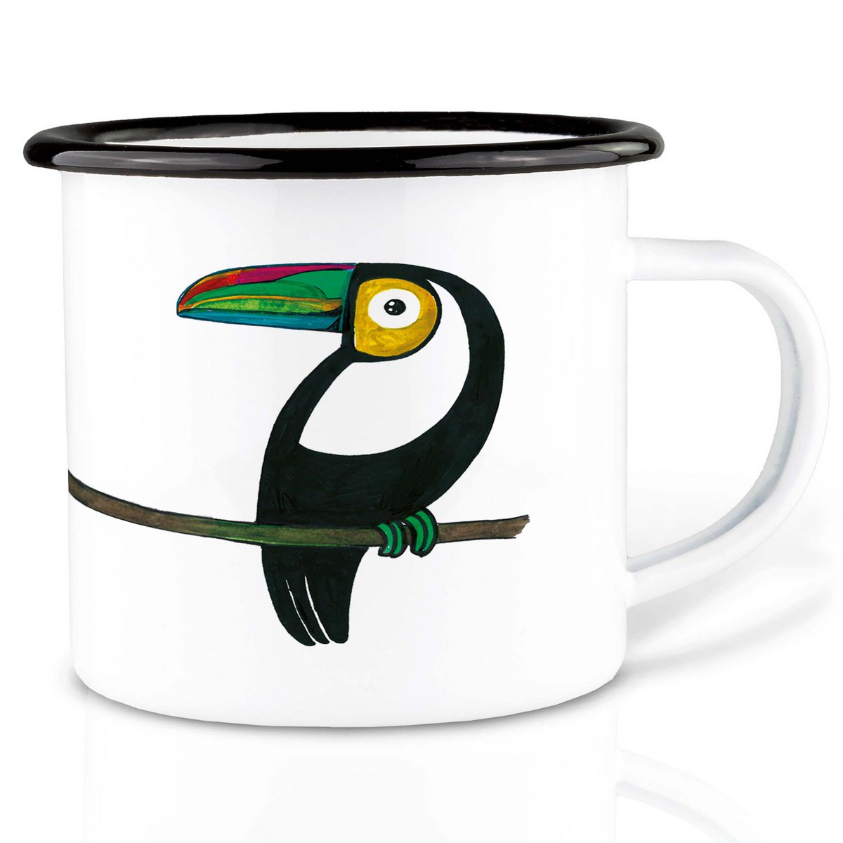 Tasse émaillée – couple toucan