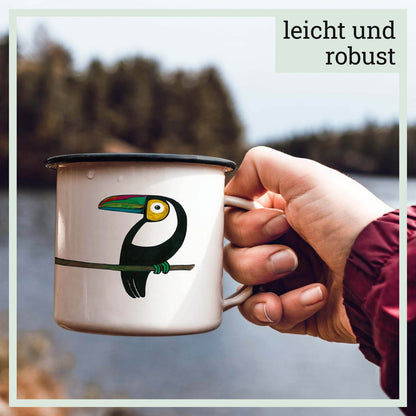 Tasse émaillée – couple toucan