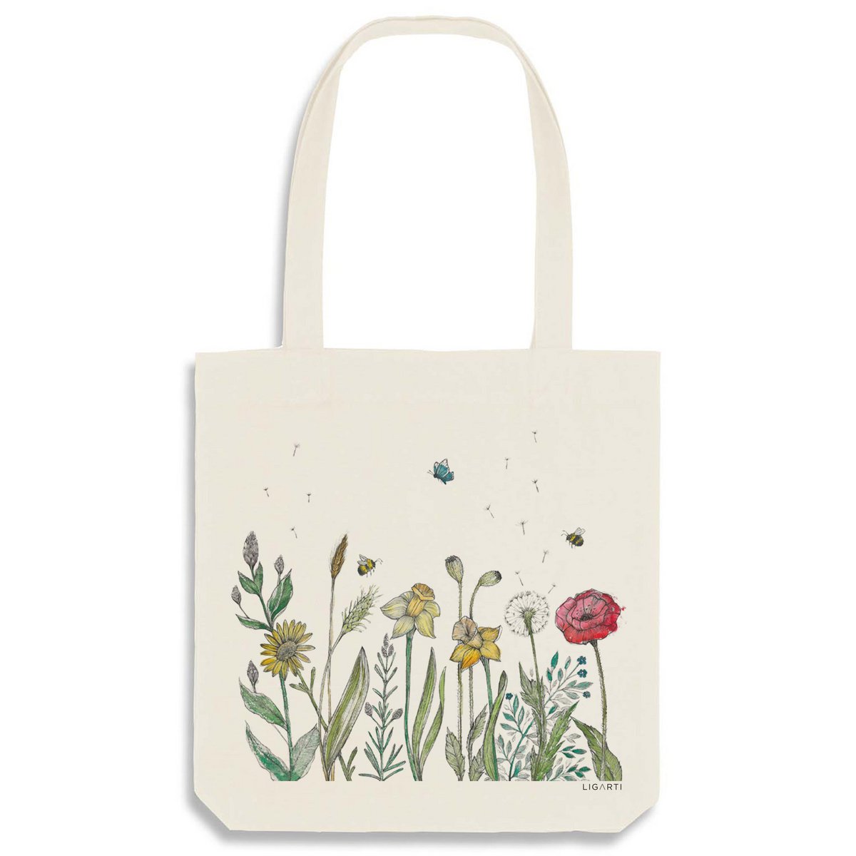 Sac en jute - prairie fleurie