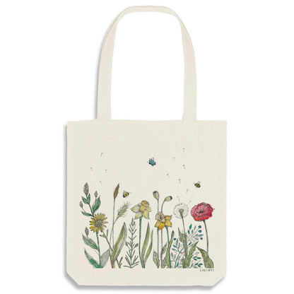 Sac en jute - prairie fleurie