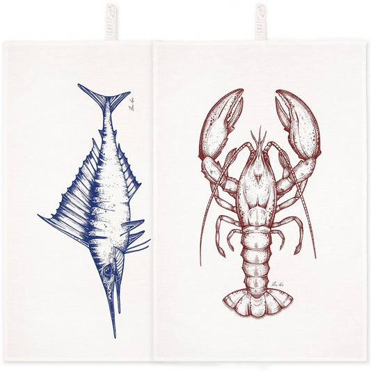 Set de torchons - Homard &amp; Espadon