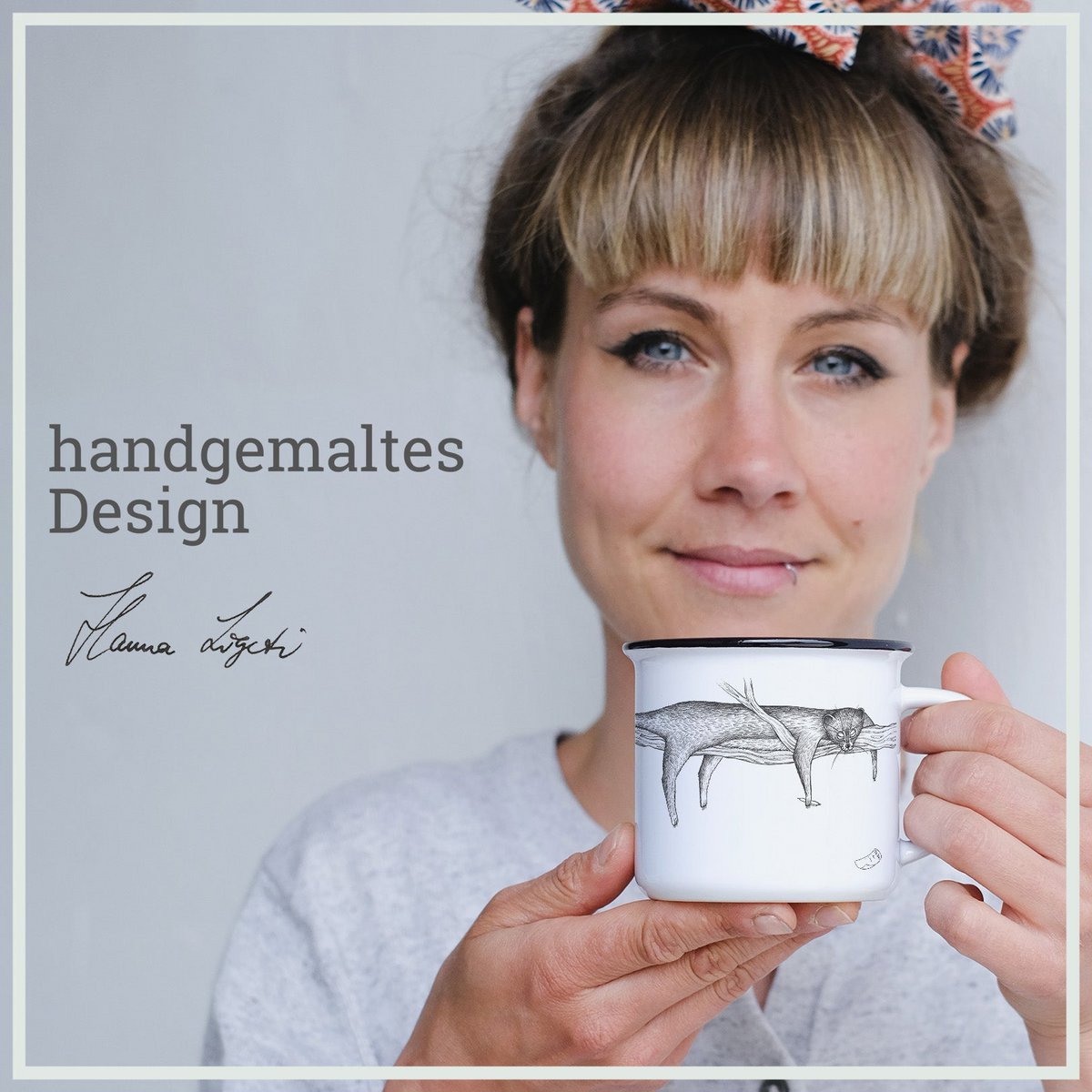 Keramische mok met luiaard – uniek handgemaakt design