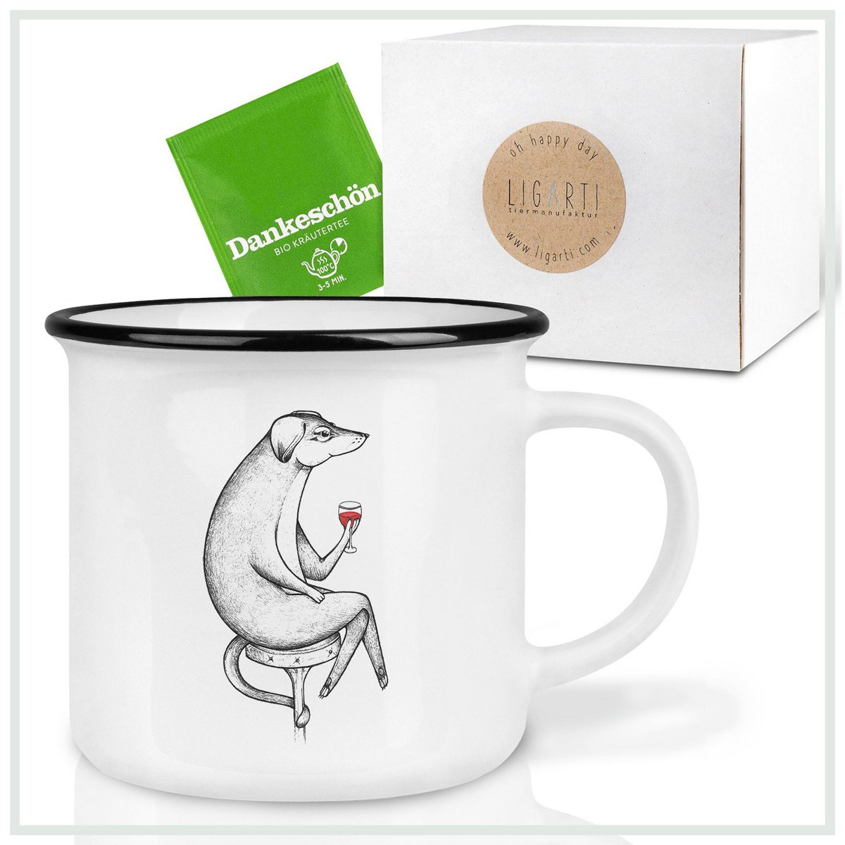 Keramische mok met hond Jacques – handgemaakt en uniek design