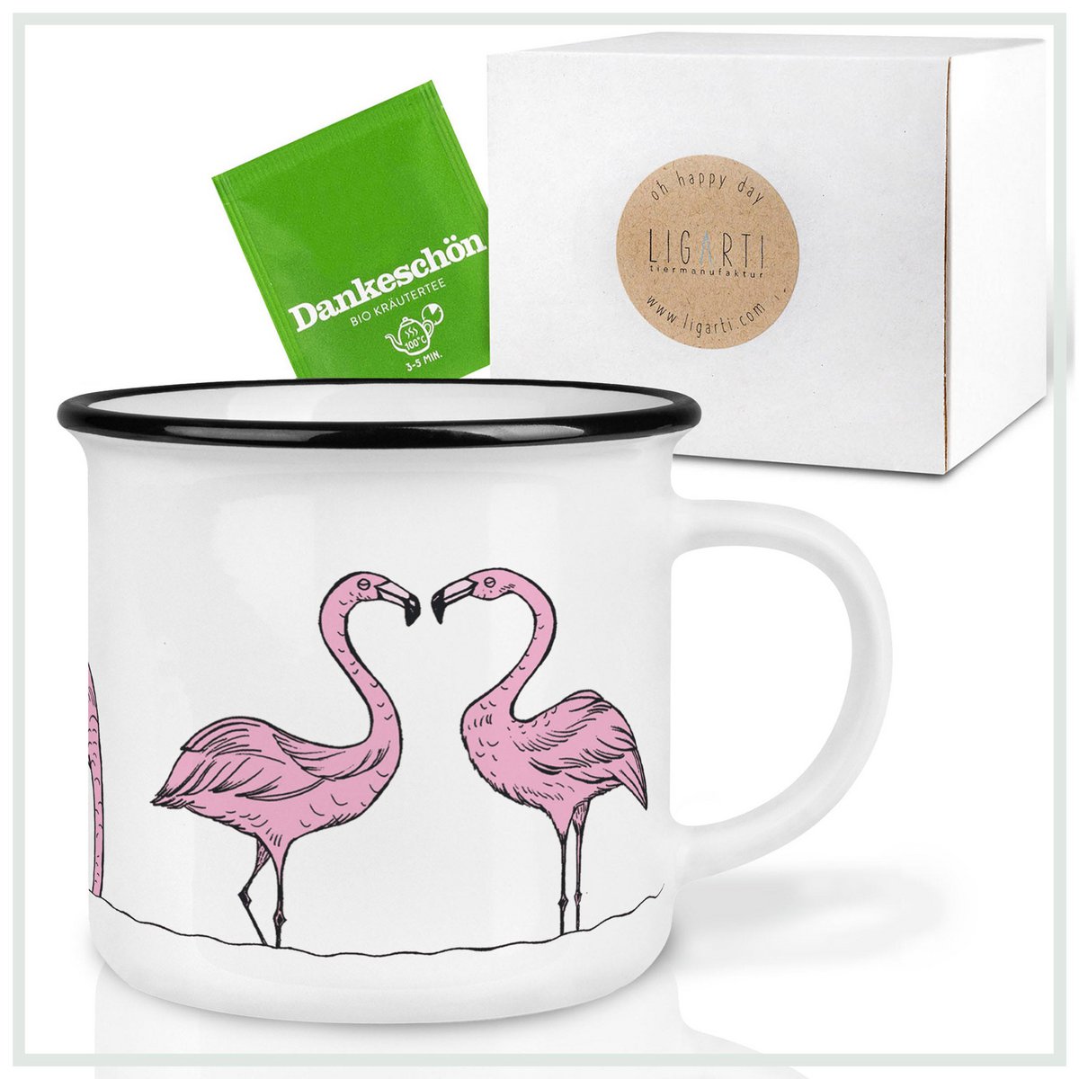 Keramische mok met flamingo’s – handgemaakt en vrolijk design