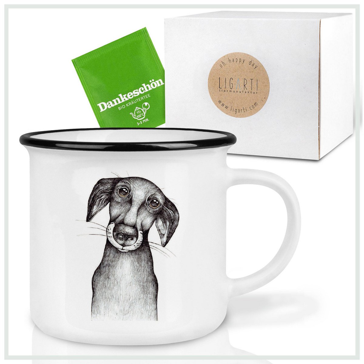 Keramische mok met hond Jürgen – originele hondenmok