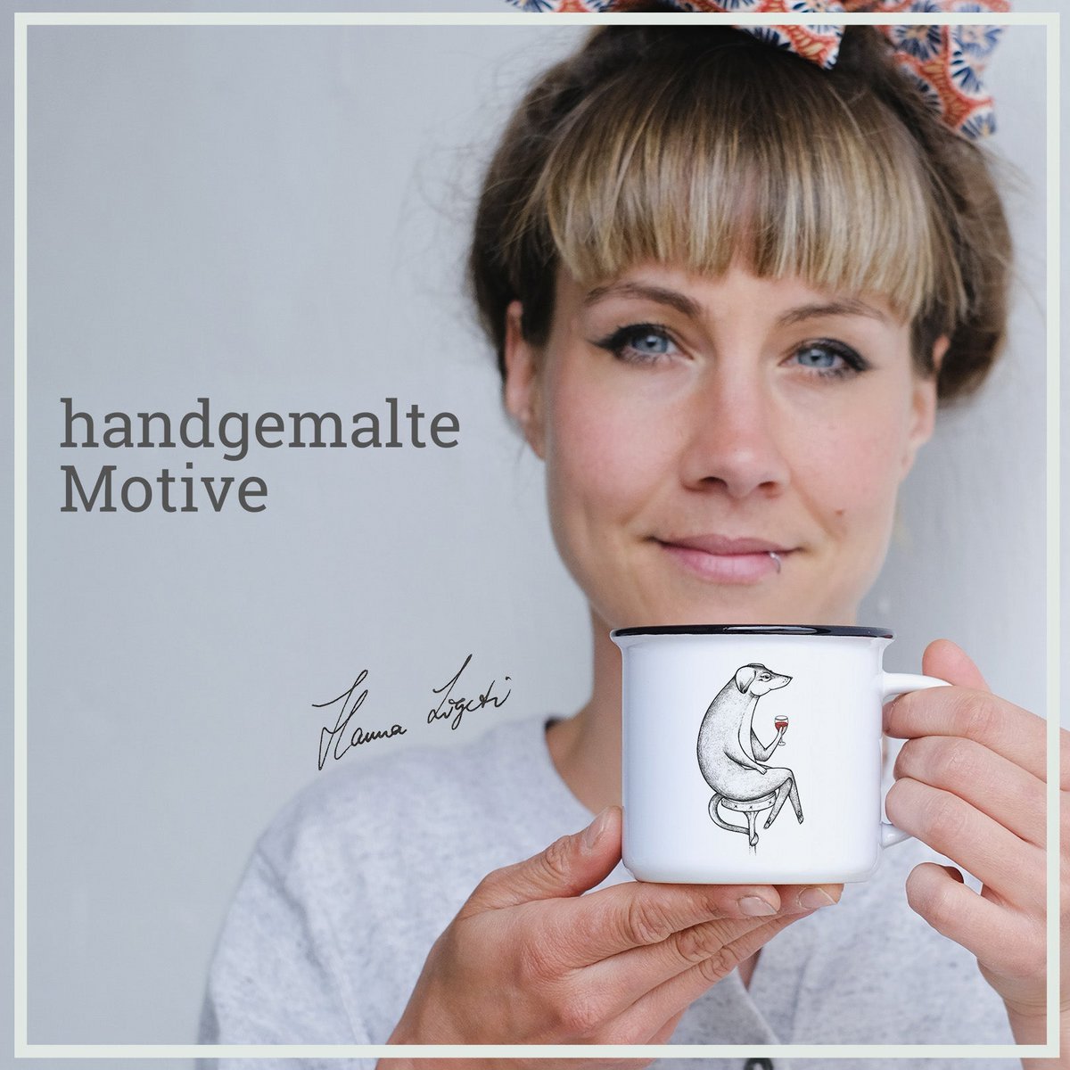 Keramische mok met hond Jacques – handgemaakt en uniek design