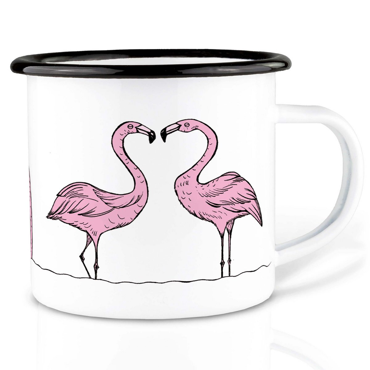 Tasse émaillée – Défilé de Flamants roses
