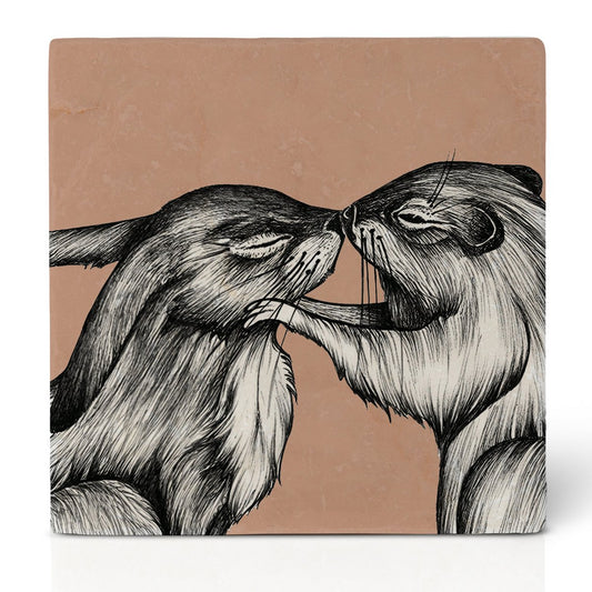 Sous-verres en carrelage - Lapins et castors