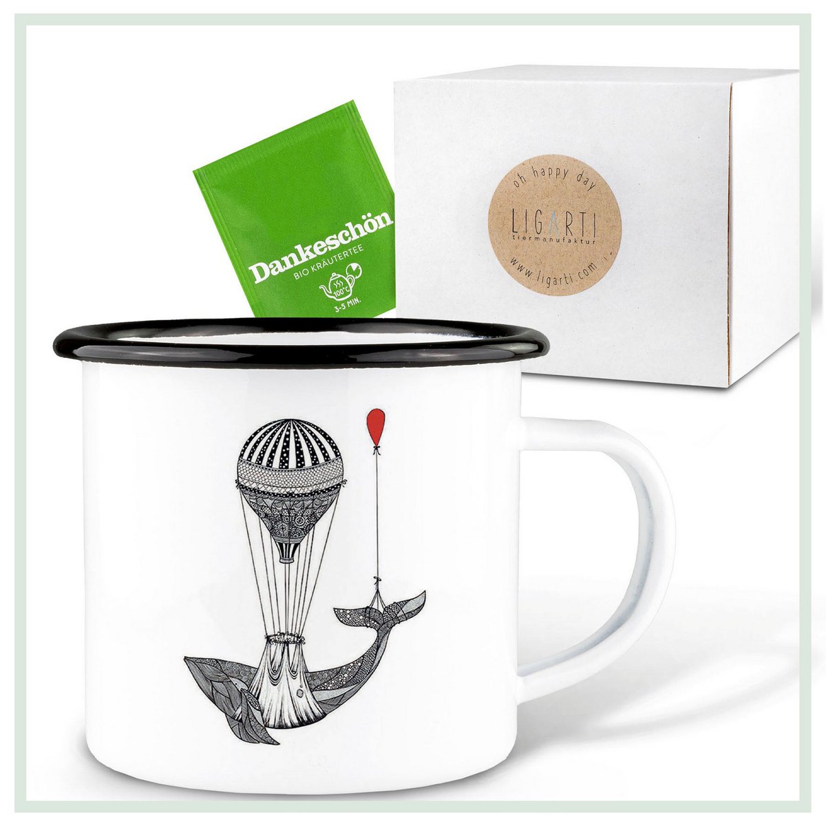 Tasse émaillée – transport de baleines