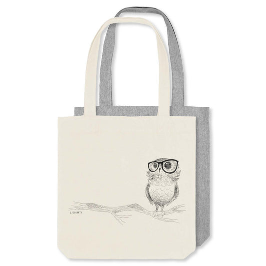 Sac en toile de jute - Chouette à lunettes