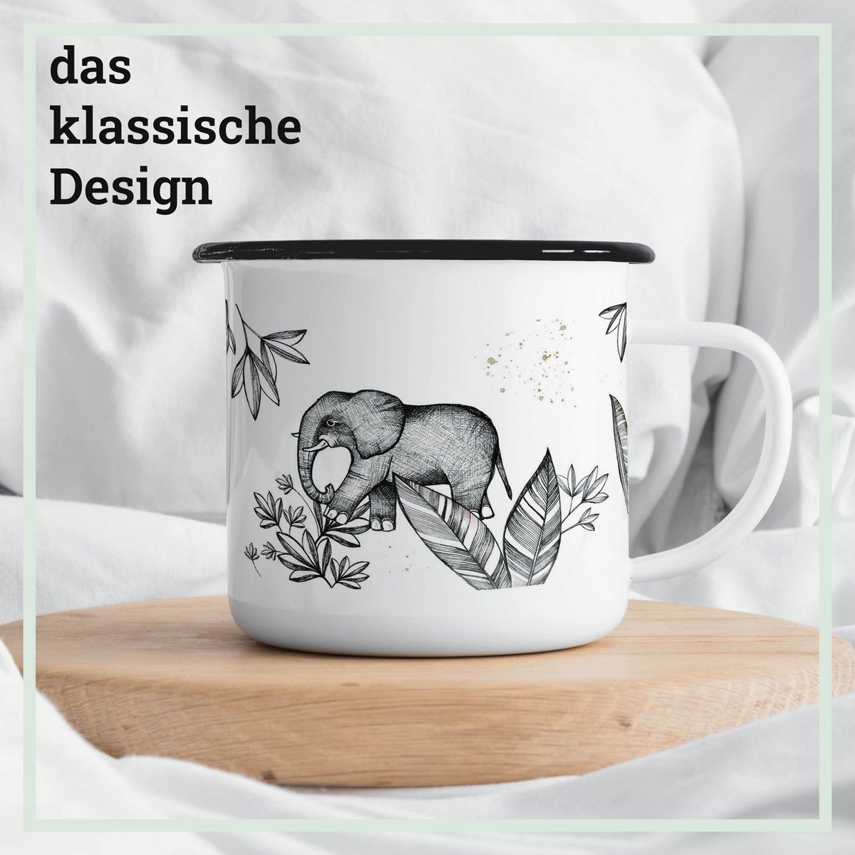 Tasse émaillée – éléphants