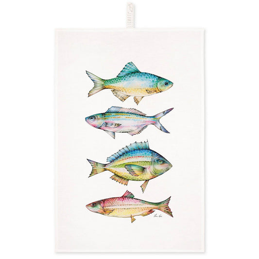 Torchon - Quatre poissons colorés