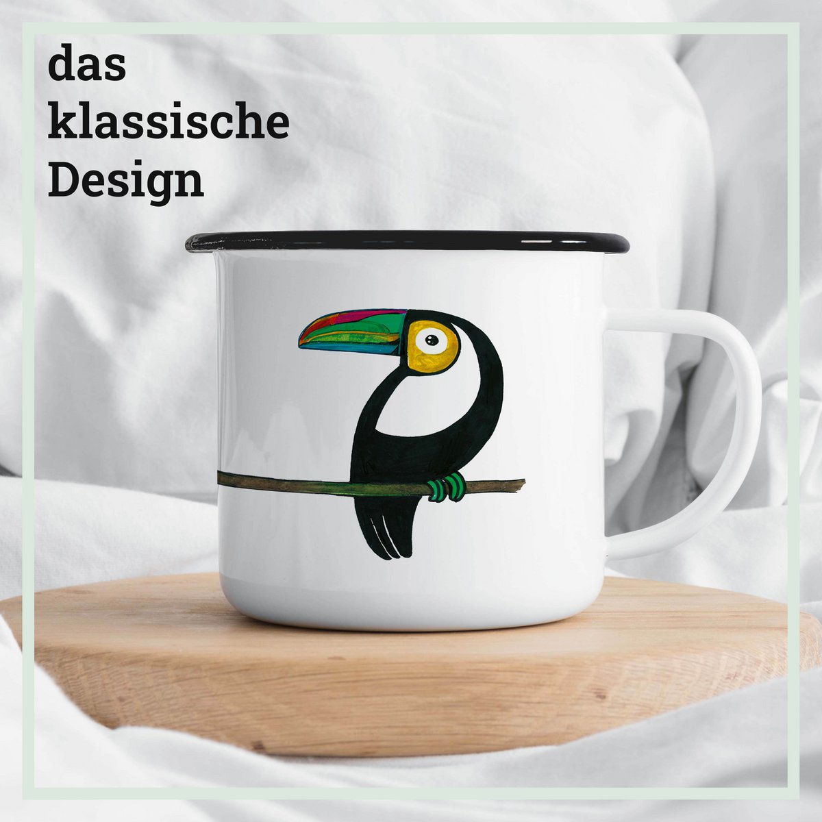 Tasse émaillée – couple toucan