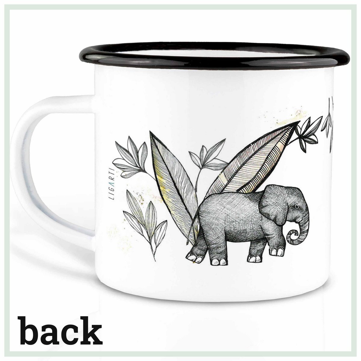 Tasse émaillée – éléphants