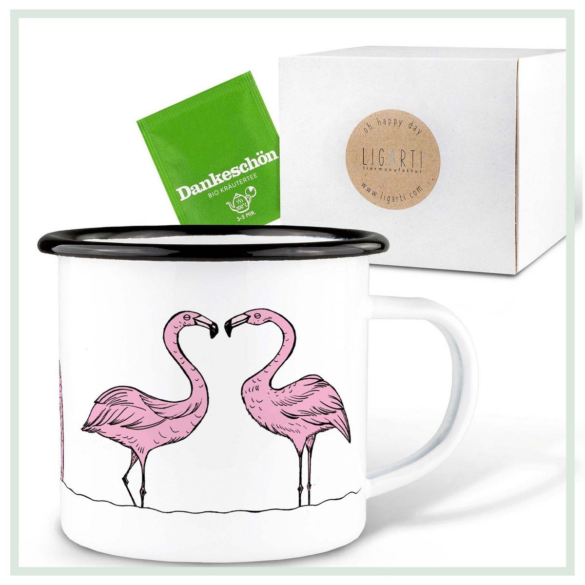 Tasse émaillée – Défilé de Flamants roses
