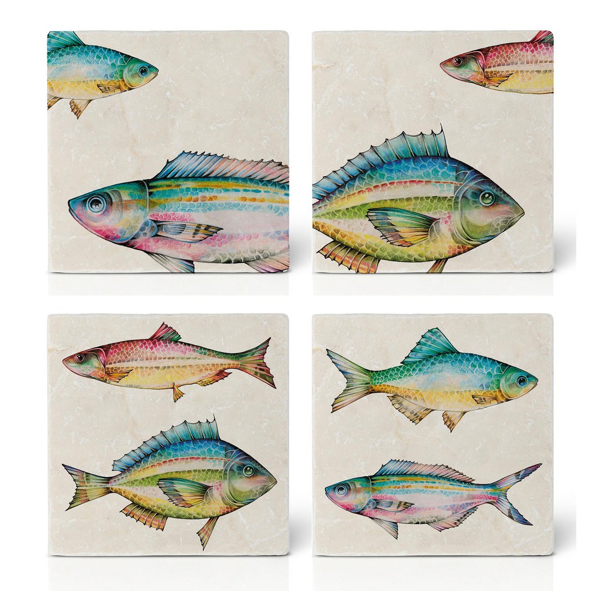 Sous-verres à carreaux – Lot de 4 – Azur &amp; Rubis