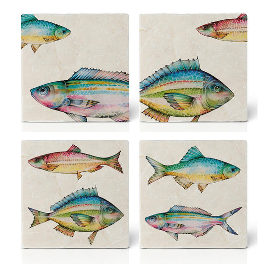 Sous-verres à carreaux – Lot de 4 – Azur &amp; Rubis