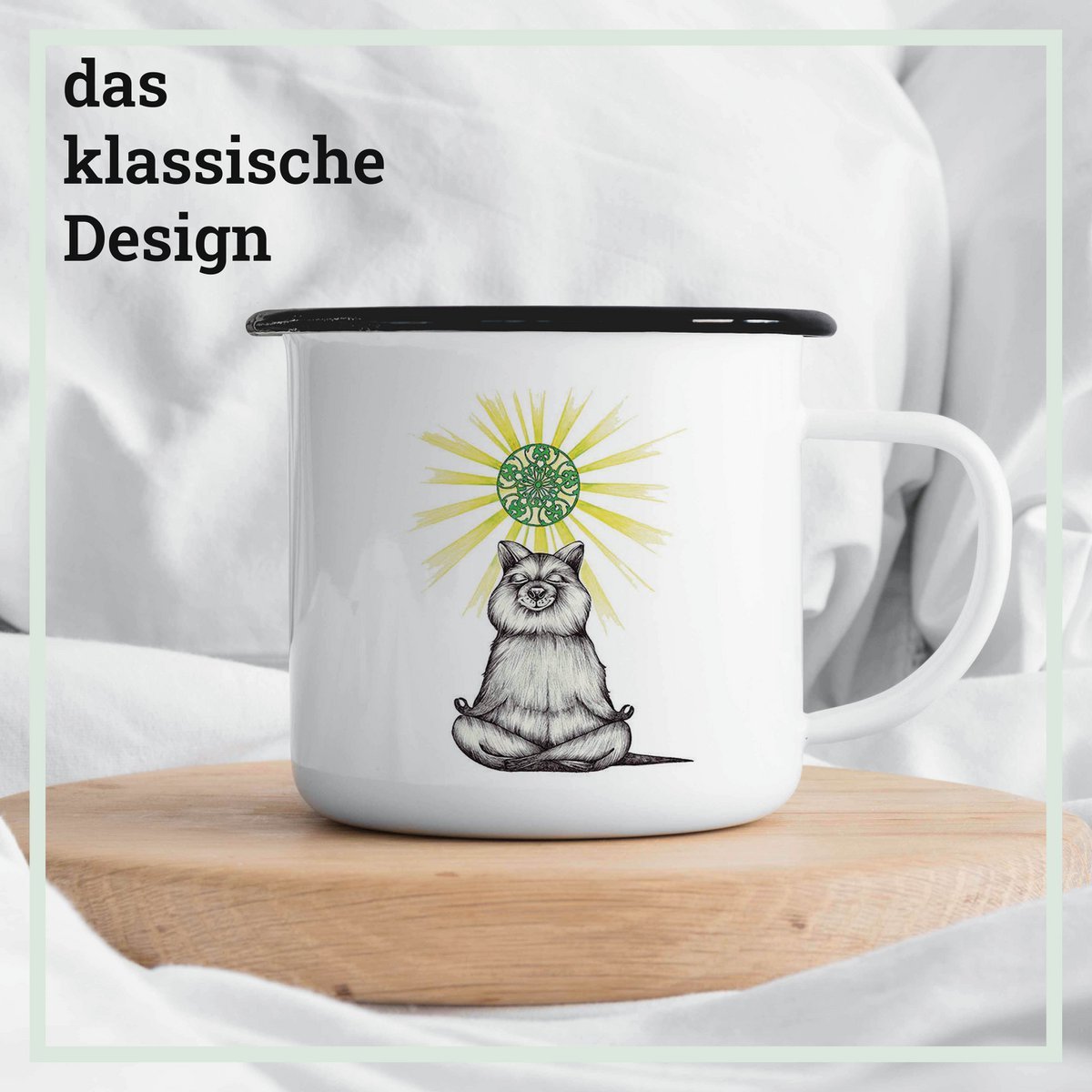 Tasse en émail avec design Yogi Beer - Tasse unique faite à la main pour la maison et en déplacement