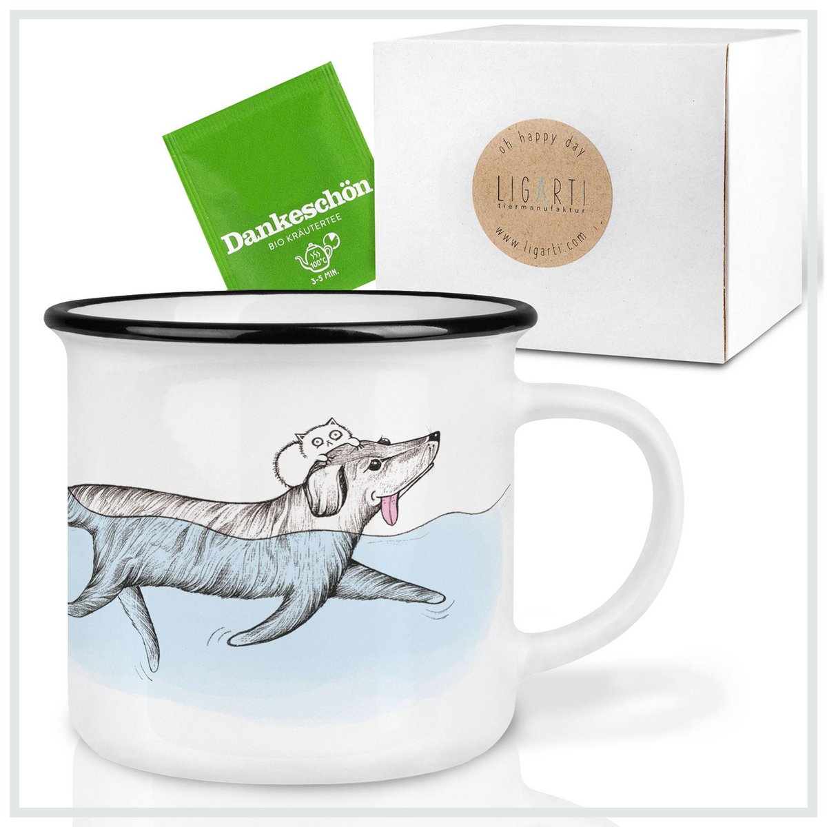 Keramische mok hond en kat – origineel handgemaakt design