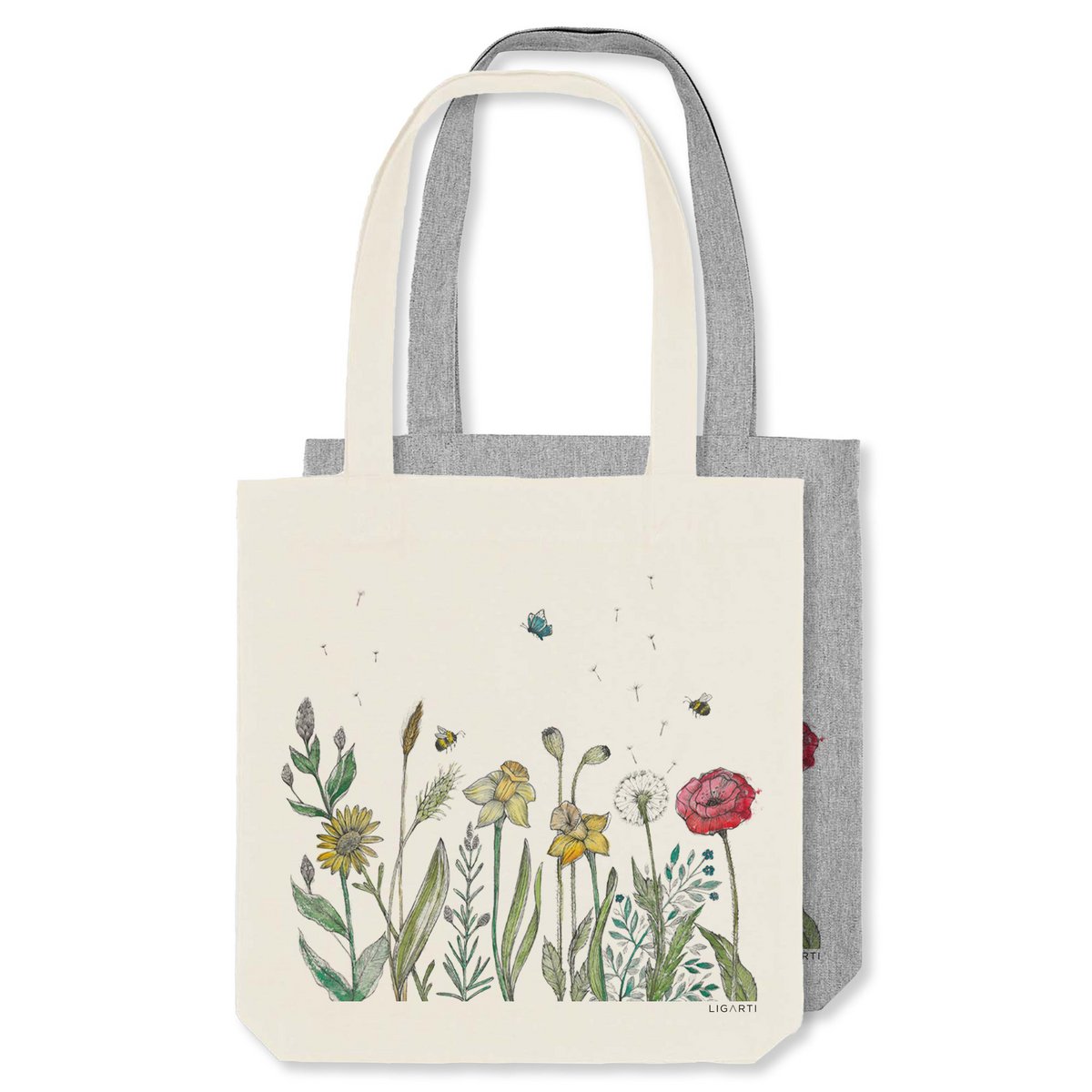 Sac en jute - prairie fleurie
