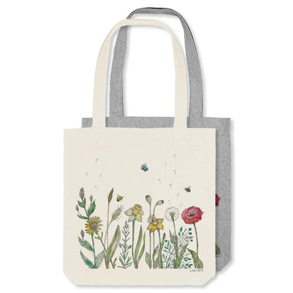 Sac en jute - prairie fleurie