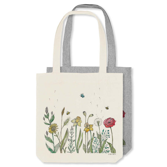 Sac en jute - prairie fleurie