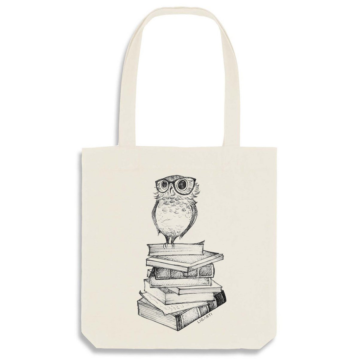 Sac en toile de jute - livre hibou