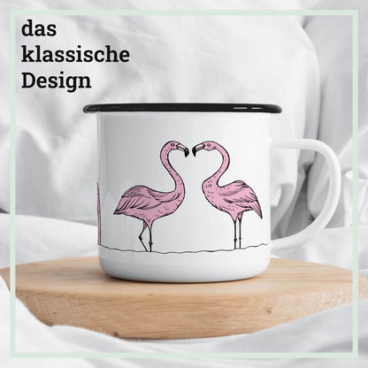 Tasse émaillée – Défilé de Flamants roses