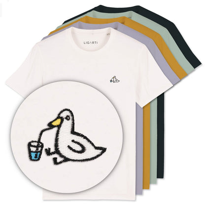 Besticktes T-Shirt Piet die Ente – Unisex-Bio-Baumwolle