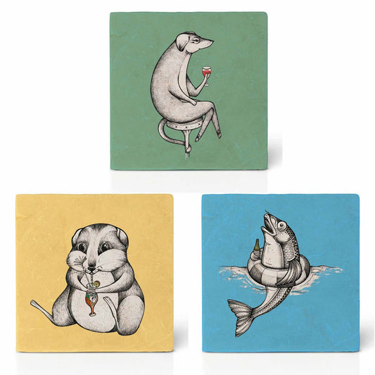 Sous-verres en carrelage - Lot de 3 - Grille-pain