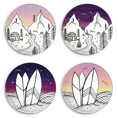 Lot de 4 aimants – Camping &amp; Surf