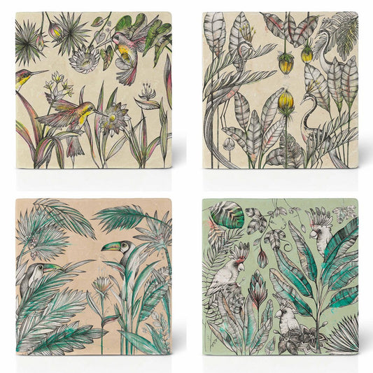 Sous-verres à carreaux - Lot de 4 - Jungle
