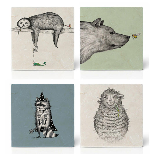 Sous-verres à carreaux – lot de 4 – mélange coloré